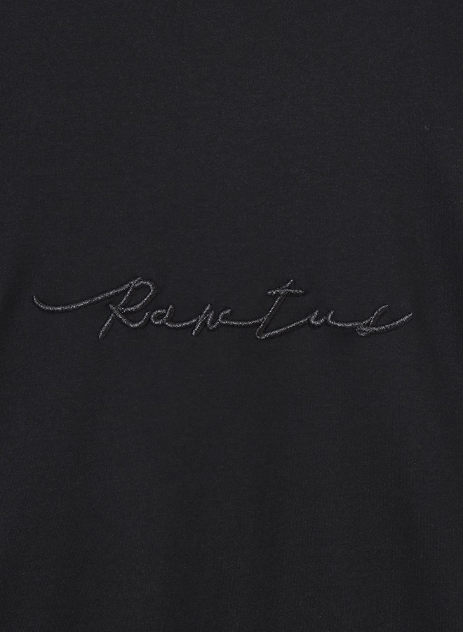 ロゴ刺繍チュニックTEE(BLACK-F)