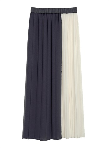 カラーブロックプリーツマキシスカート(PEARLxNAVY-36)