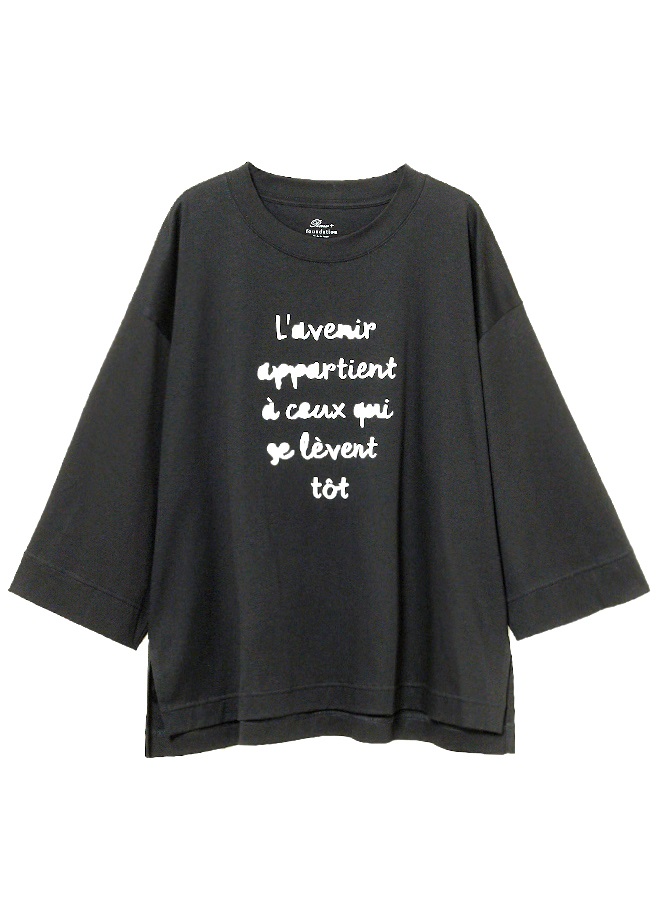 ロゴプリントルーズフィットTEE(BLACK-36)