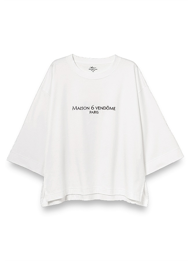 ロゴ刺繍ハーフスリーブTEE(WHITE-36)