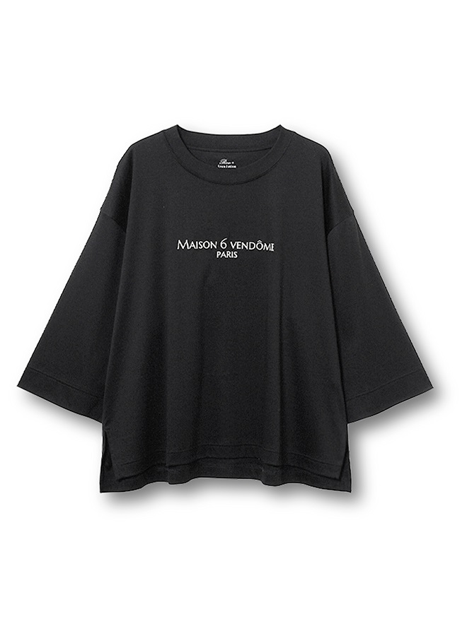 ロゴ刺繍ハーフスリーブTEE(BLACK-36)