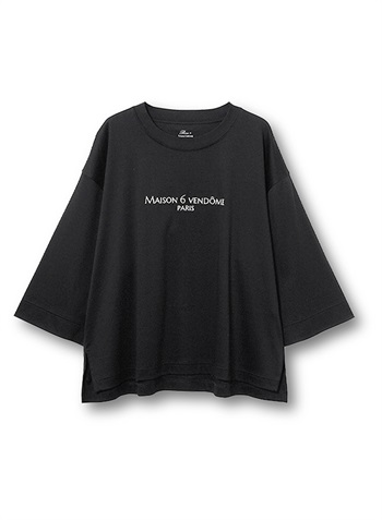 ロゴ刺繍ハーフスリーブTEE(BLACK-36)