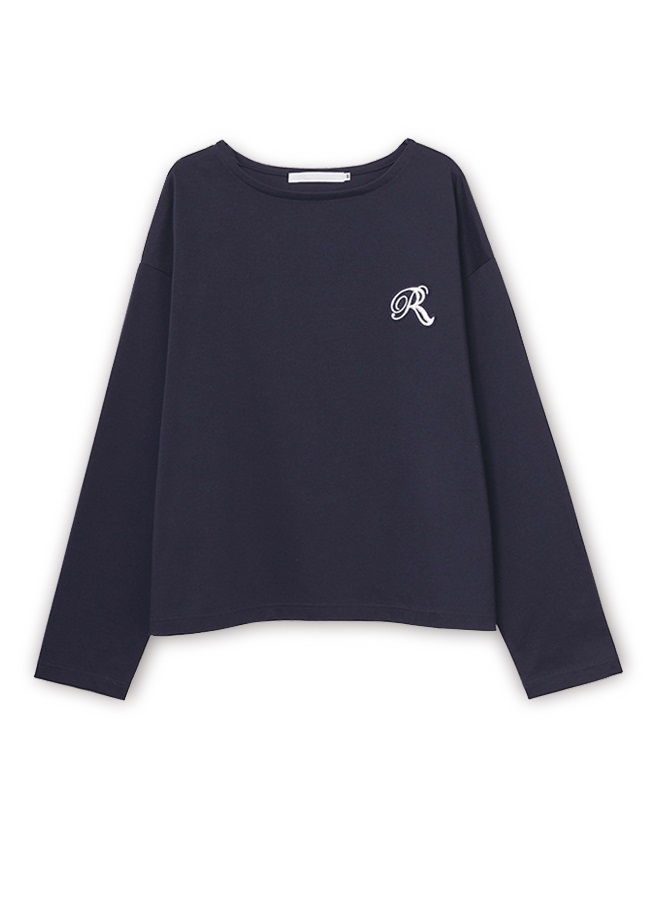 ワッペン刺繍ロングスリーブTEE(NAVY-38)