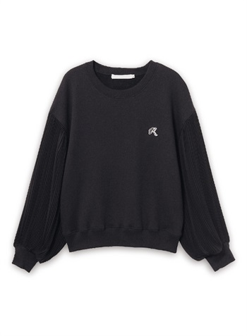 袖プリーツスウェットシャツ(BLACK-36)