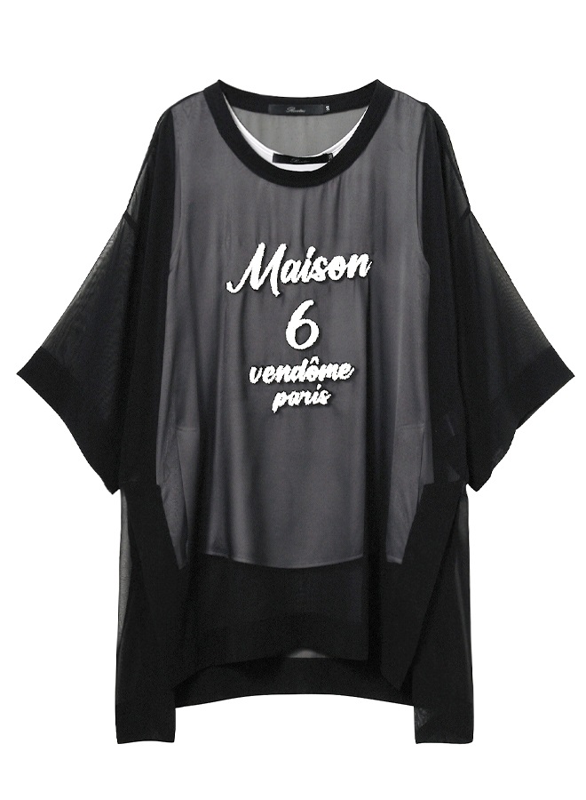 ロゴ刺繍チュニック(BLACK-36)